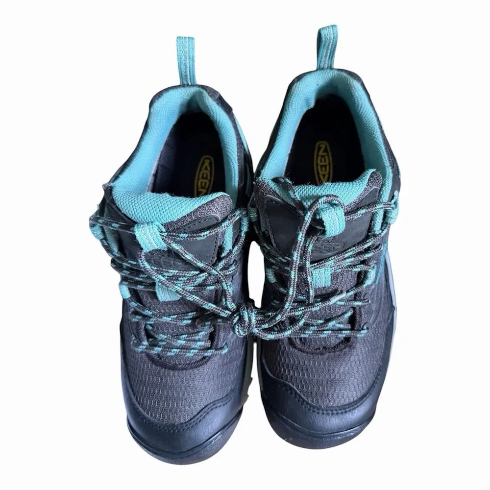 KEEN Saltzman WP Waterproof Hiking Trail Shoes Gray Black Turquoise 1013227